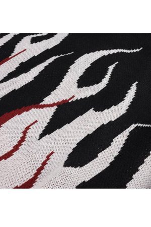 Style Core Aesthetics, New Style Trends Colorblock Flame Pattern Sweater