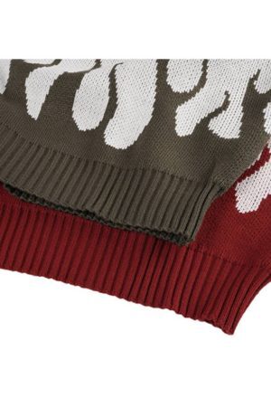 Style Core Aesthetics, New Style Trends Colorblock Flame Pattern Sweater
