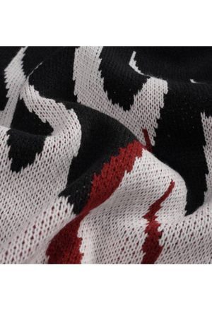 Style Core Aesthetics, New Style Trends Colorblock Flame Pattern Sweater