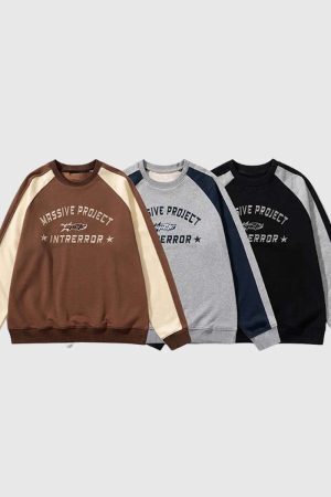 Style Core Aesthetics, New Style Trends Colorblock Lettering Sweatshirt