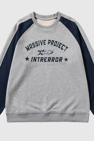 Style Core Aesthetics, New Style Trends Colorblock Lettering Sweatshirt