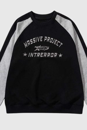 Style Core Aesthetics, New Style Trends Colorblock Lettering Sweatshirt