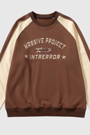 Style Core Aesthetics, New Style Trends Colorblock Lettering Sweatshirt