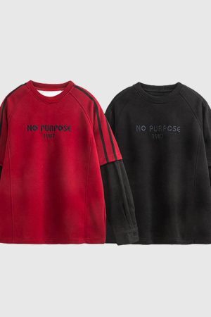 Style Core Aesthetics, New Style Trends Colorblock 'NO PURPOSE' Sweatshirt
