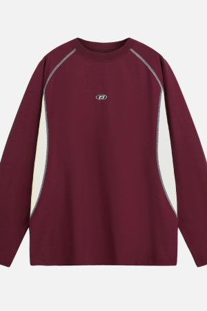 Style Core Aesthetics, New Style Trends Colorblock Patchwork Long Sleeve T-Shirt