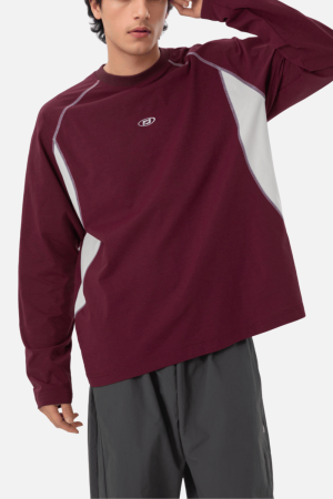 Style Core Aesthetics, New Style Trends Colorblock Patchwork Long Sleeve T-Shirt