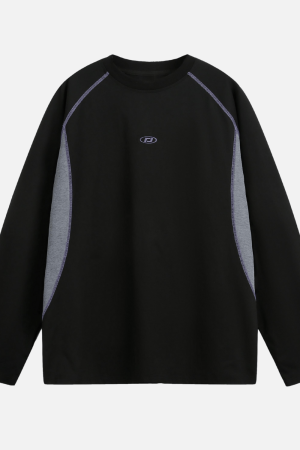 Style Core Aesthetics, New Style Trends Colorblock Patchwork Long Sleeve T-Shirt