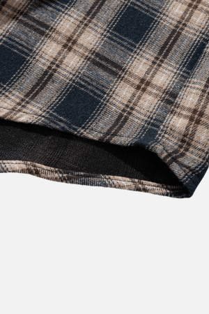 Style Core Aesthetics, New Style Trends Colorblock Plaid Hooded Shirt