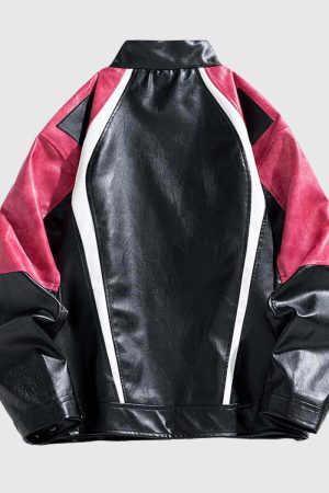 Style Core Aesthetics, New Style Trends Colorblock PU Moto Jacket