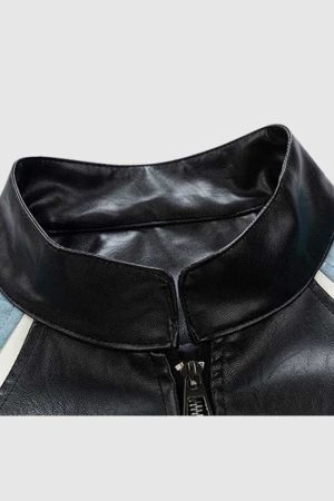 Style Core Aesthetics, New Style Trends Colorblock PU Moto Jacket