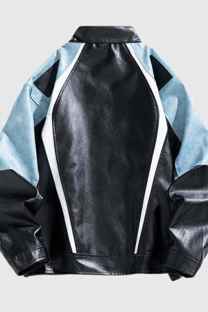 Style Core Aesthetics, New Style Trends Colorblock PU Moto Jacket