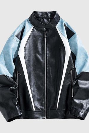 Style Core Aesthetics, New Style Trends Colorblock PU Moto Jacket