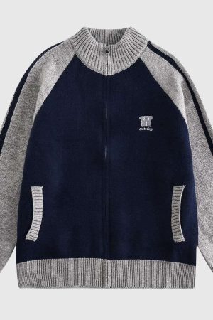 Style Core Aesthetics, New Style Trends Colorblock Raglan Zip-Up Sweaters