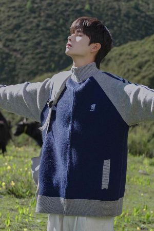 Style Core Aesthetics, New Style Trends Colorblock Raglan Zip-Up Sweaters