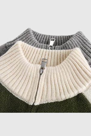 Style Core Aesthetics, New Style Trends Colorblock Raglan Zip-Up Sweaters