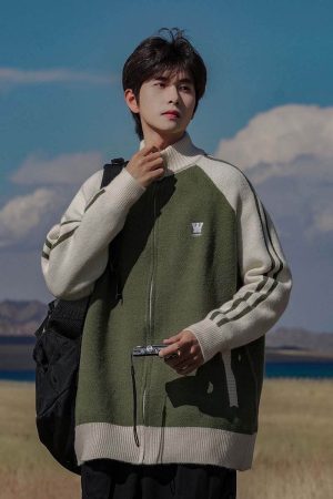 Style Core Aesthetics, New Style Trends Colorblock Raglan Zip-Up Sweaters