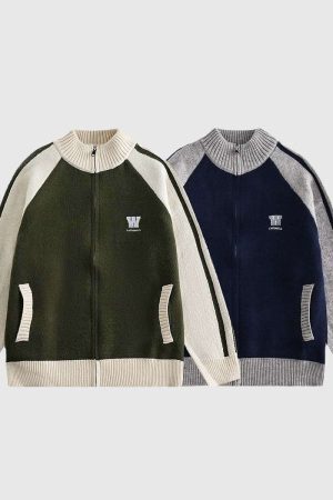 Style Core Aesthetics, New Style Trends Colorblock Raglan Zip-Up Sweaters