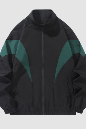 Style Core Aesthetics, New Style Trends Colorblock Stand-Collar Jacket