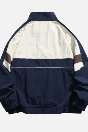 Style Core Aesthetics, New Style Trends Colorblock Stand Collar Jacket