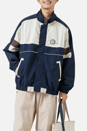 Style Core Aesthetics, New Style Trends Colorblock Stand Collar Jacket