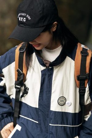 Style Core Aesthetics, New Style Trends Colorblock Stand Collar Jacket