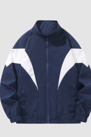 Style Core Aesthetics, New Style Trends Colorblock Stand-Collar Jacket