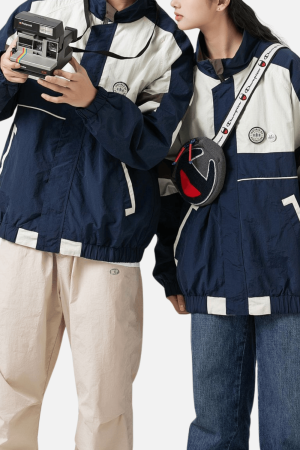 Style Core Aesthetics, New Style Trends Colorblock Stand Collar Jacket