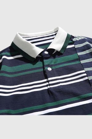 Style Core Aesthetics, New Style Trends Colorblock Striped Polo Shirt