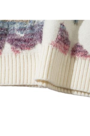 Style Core Aesthetics, New Style Trends Colorful Dinosaur Jacquard Pullover