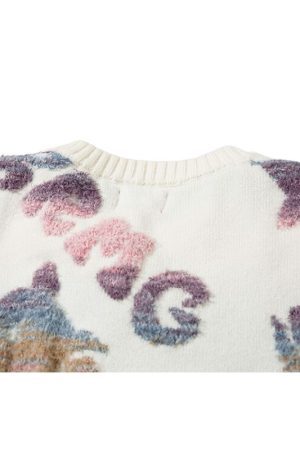 Style Core Aesthetics, New Style Trends Colorful Dinosaur Jacquard Pullover