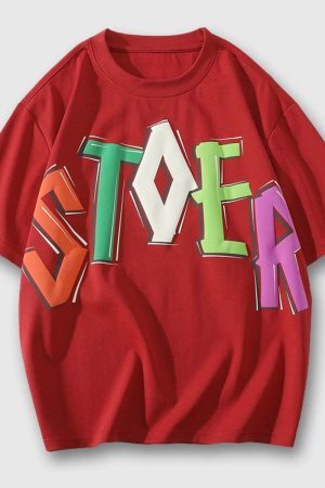 Style Core Aesthetics, New Style Trends Colorful Letter Graphic Tee