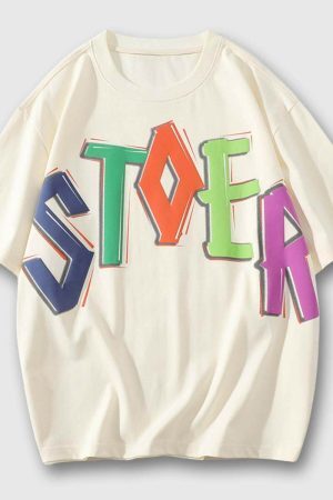 Style Core Aesthetics, New Style Trends Colorful Letter Graphic Tee