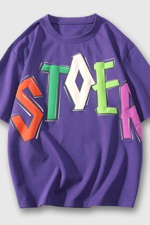 Style Core Aesthetics, New Style Trends Colorful Letter Graphic Tee