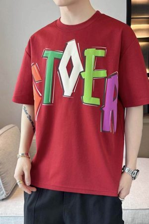 Style Core Aesthetics, New Style Trends Colorful Letter Graphic Tee