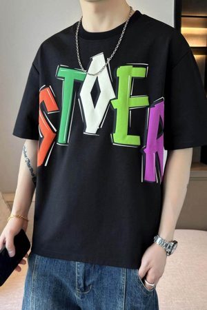 Style Core Aesthetics, New Style Trends Colorful Letter Graphic Tee