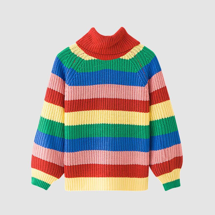 Style Core Aesthetics, New Style Trends Colorful Striped Turtleneck Sweater