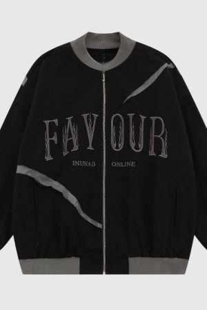 Style Core Aesthetics, New Style Trends Contrast Baseball Jacket