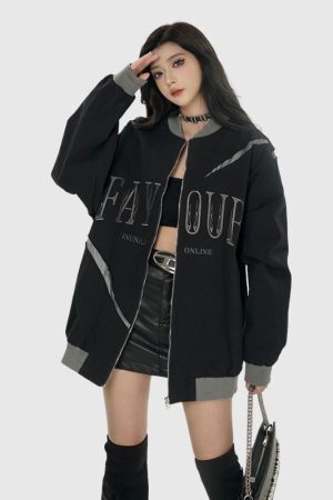 Style Core Aesthetics, New Style Trends Contrast Baseball Jacket