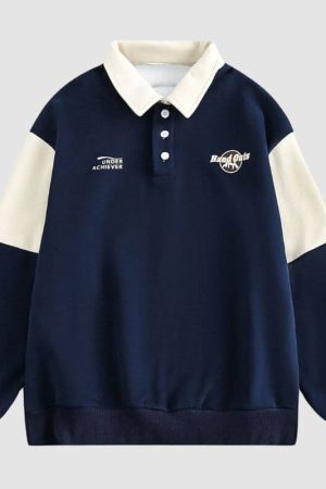 Style Core Aesthetics, New Style Trends Contrast Color Casual POLO Shirt