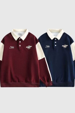 Style Core Aesthetics, New Style Trends Contrast Color Casual POLO Shirt