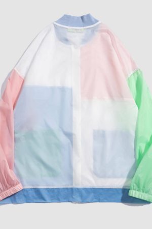 Style Core Aesthetics, New Style Trends Contrast Color Patchwork Sunproof QD Jacket