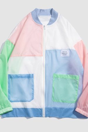 Style Core Aesthetics, New Style Trends Contrast Color Patchwork Sunproof QD Jacket