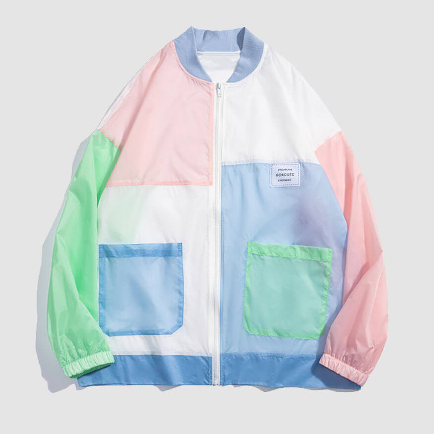 Style Core Aesthetics, New Style Trends Contrast Color Patchwork Sunproof QD Jacket
