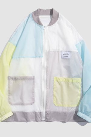 Style Core Aesthetics, New Style Trends Contrast Color Patchwork Sunproof QD Jacket