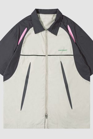Style Core Aesthetics, New Style Trends Contrast Double End Zipper Shirts