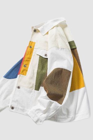 Style Core Aesthetics, New Style Trends Contrast Patchwork Jacket