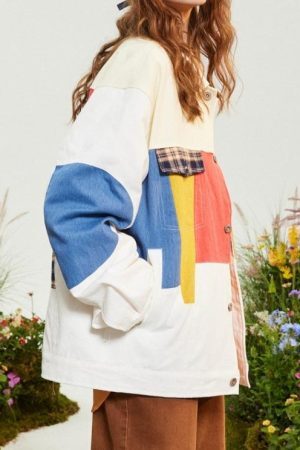 Style Core Aesthetics, New Style Trends Contrast Patchwork Jacket