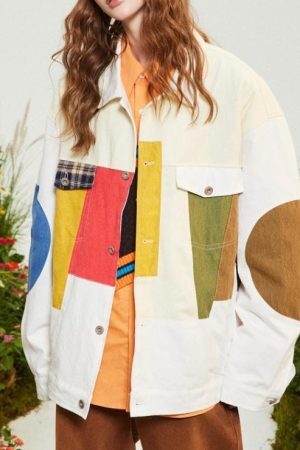 Style Core Aesthetics, New Style Trends Contrast Patchwork Jacket