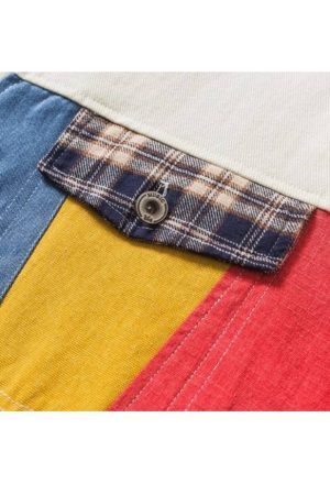 Style Core Aesthetics, New Style Trends Contrast Patchwork Jacket