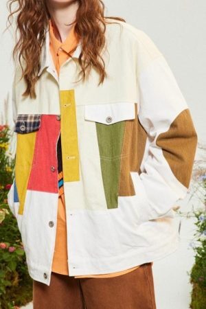 Style Core Aesthetics, New Style Trends Contrast Patchwork Jacket